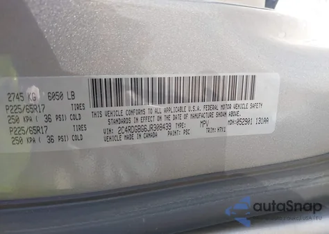 2018 Dodge Grand Caravan Se z USA, uszkodzony, nr VIN 2C4RDGBG6JR308439